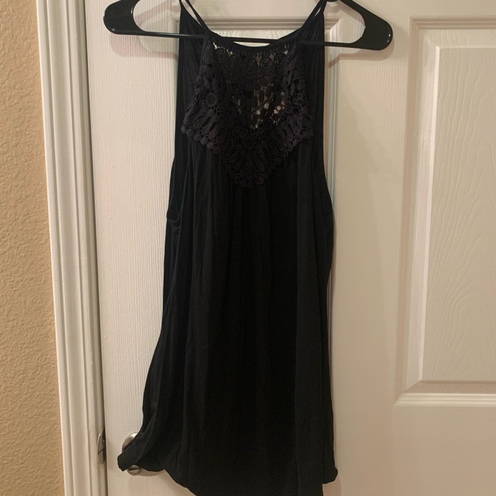 Tunic lace front tie back tank